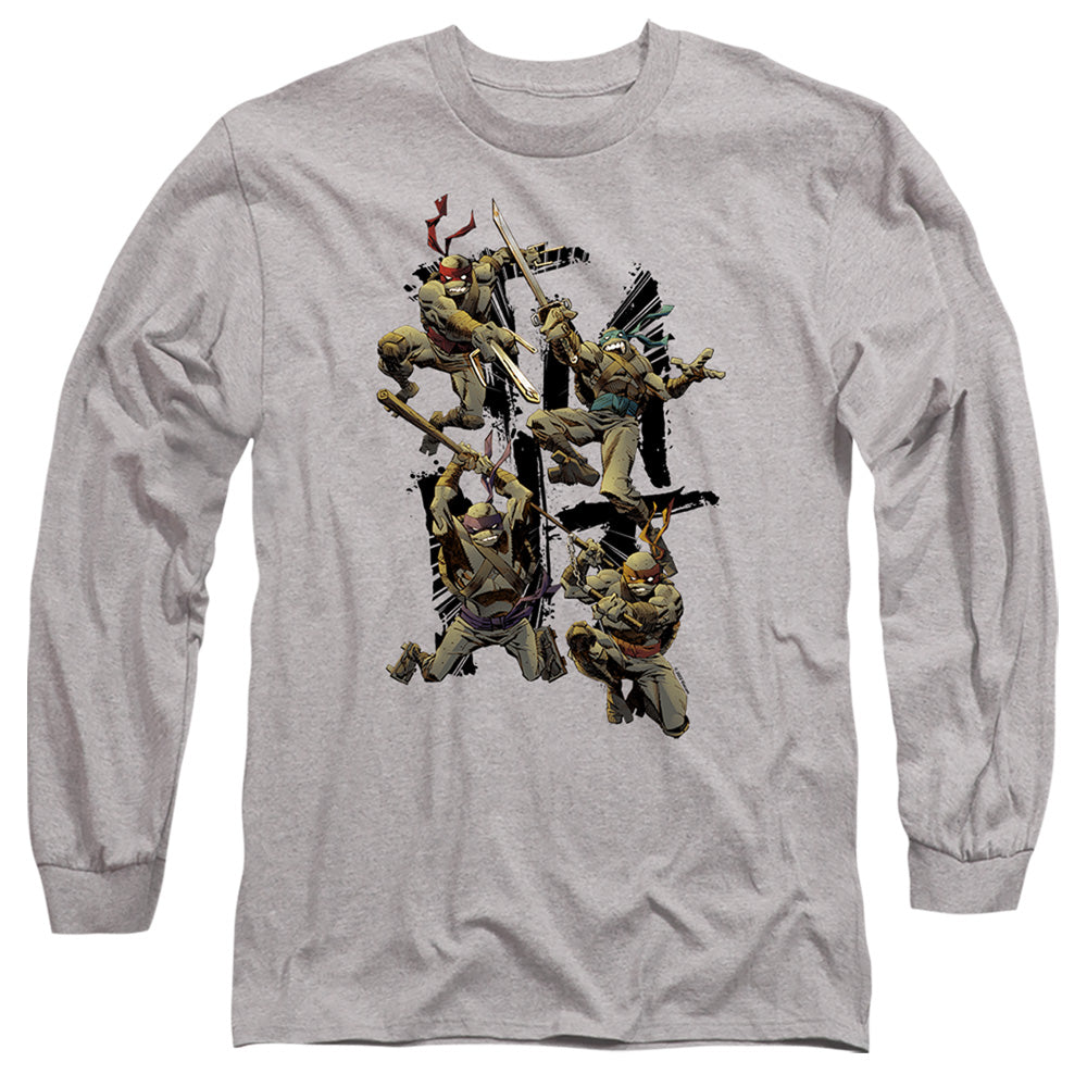 Tmnt Shinobi Mens Long Sleeve Shirt Athletic Heather Officially Licensed