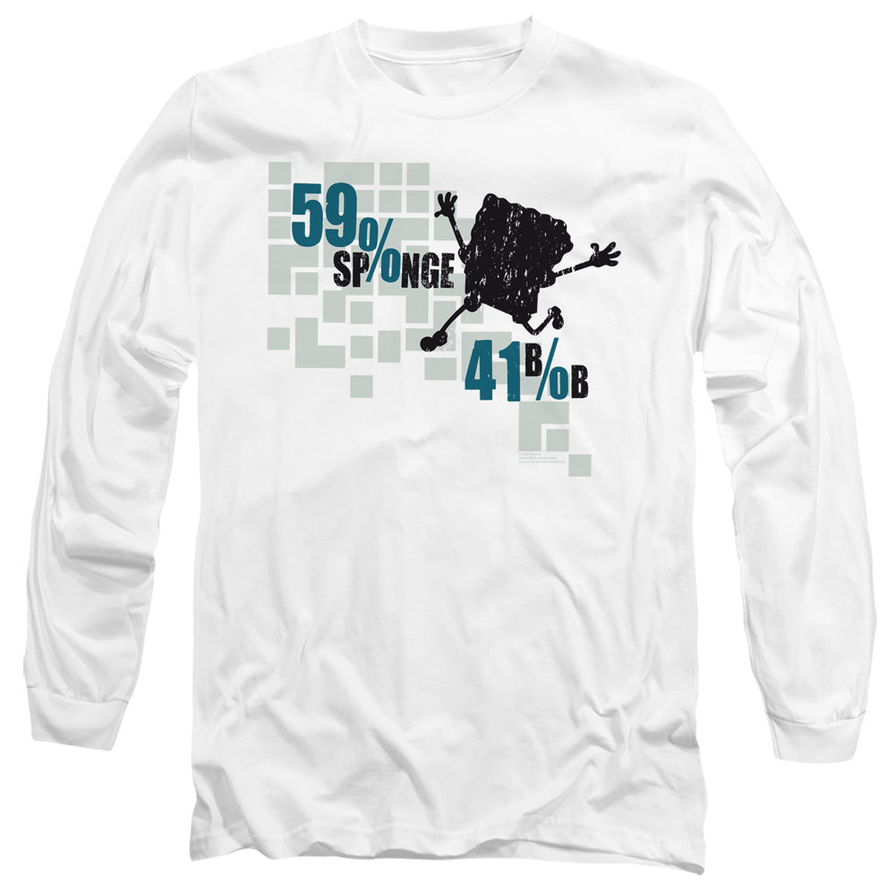 Spongebob 59% Sponge, 41% Bob Mens Long Sleeve Shirt White Officially Licensed