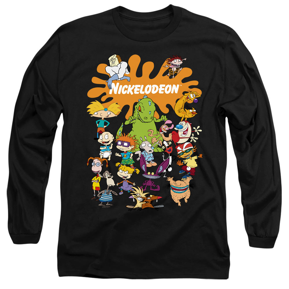 Nickelodeon Brand Nick Splat Group Mens Long Sleeve Shirt Black Officially Licensed