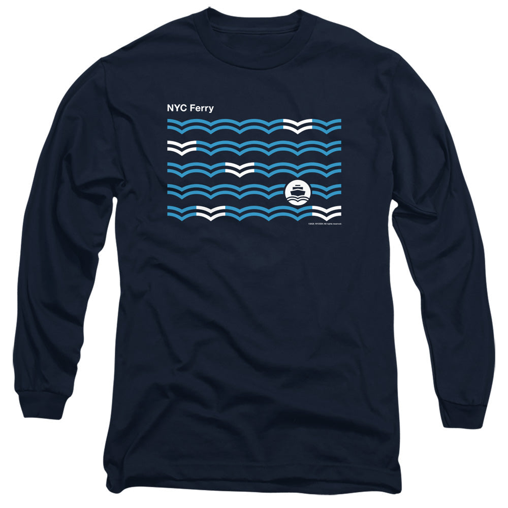 New York City Waves Mens Long Sleeve Shirt Navy Officially Licensed