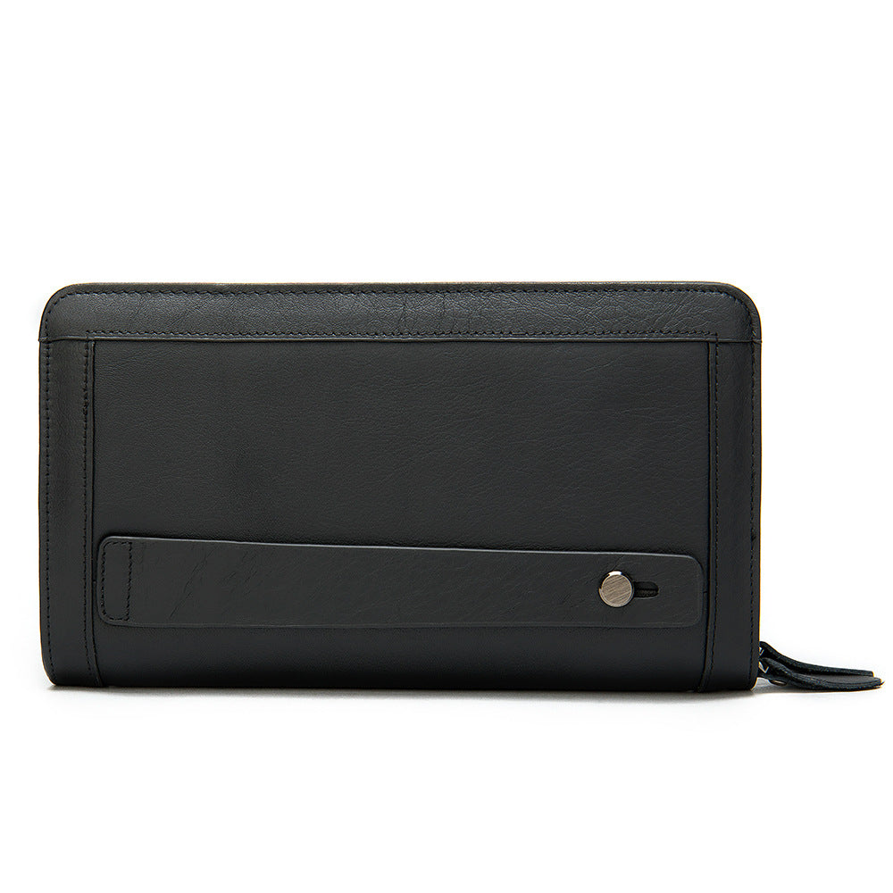 Double Zipper Cowhide Clutch Wallet
