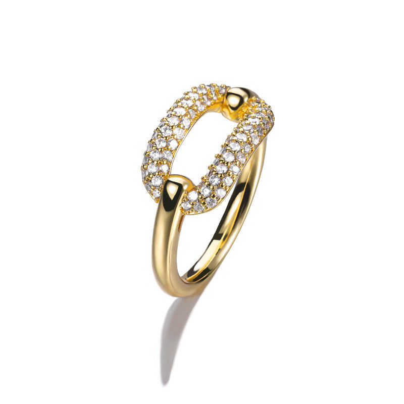 Gold And Silver Arc Female Ring Geometric Bending