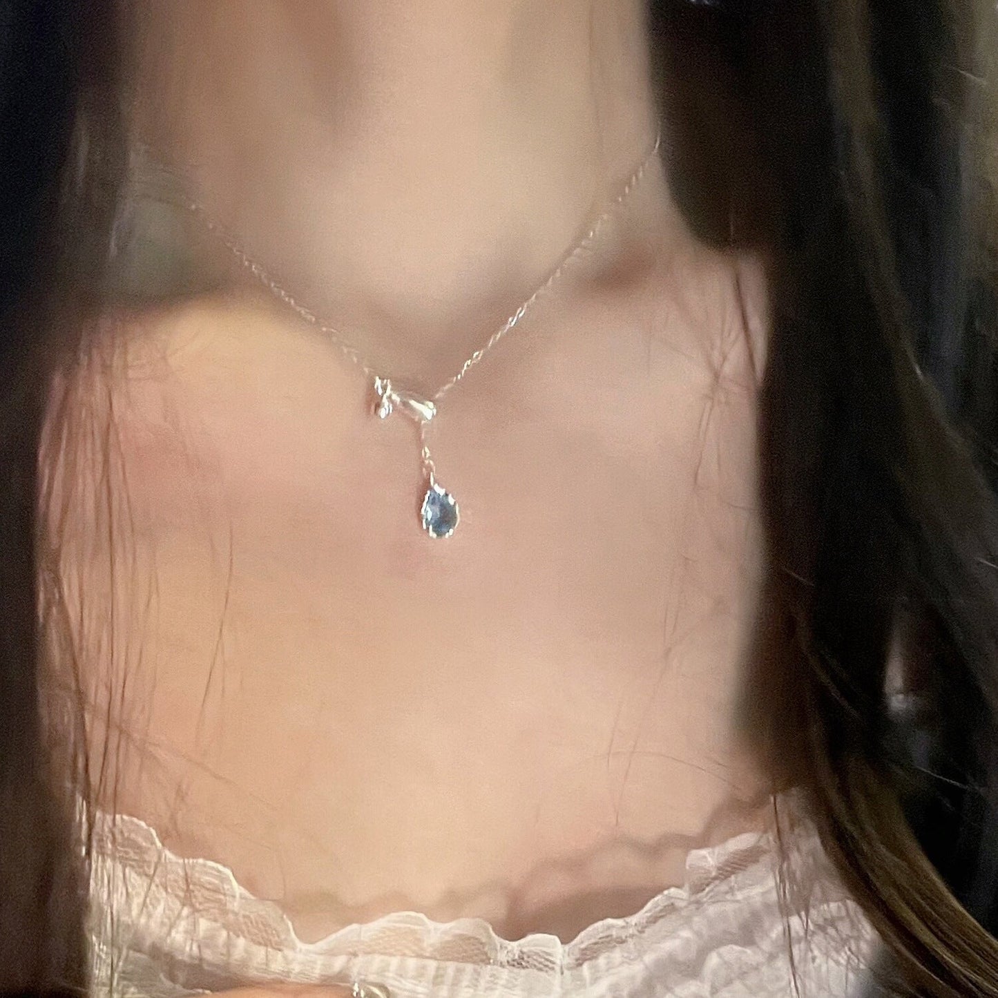 A Drop Of Tears Blue Water Drop Pendant Necklace For Women