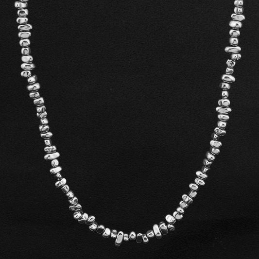 Necklace Titanium Steel Twin Broken Silver Haematite