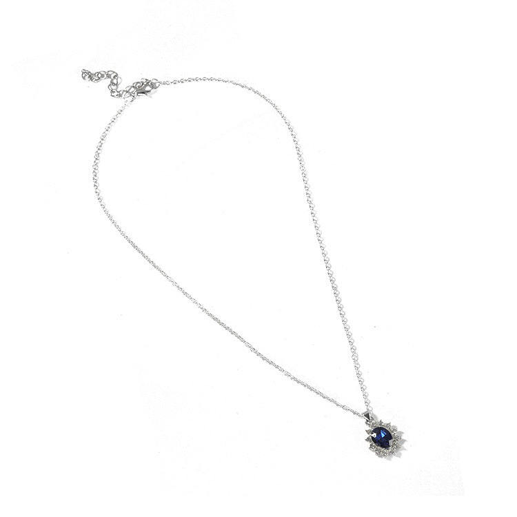 Sapphire Sunflower Necklace and Earring Set