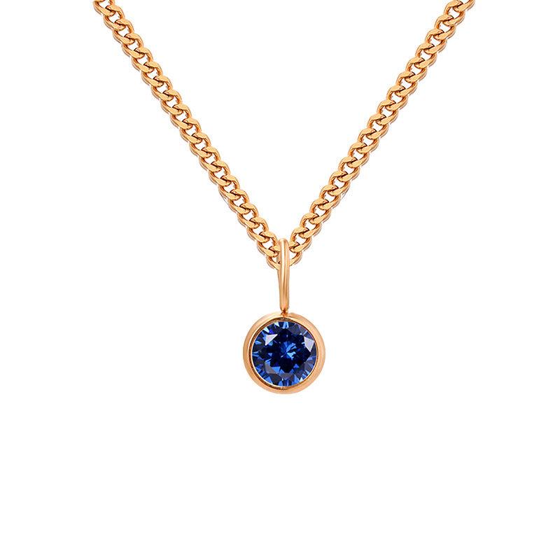 Stainless Steel Necklace With Diamond Birthstone Pendant