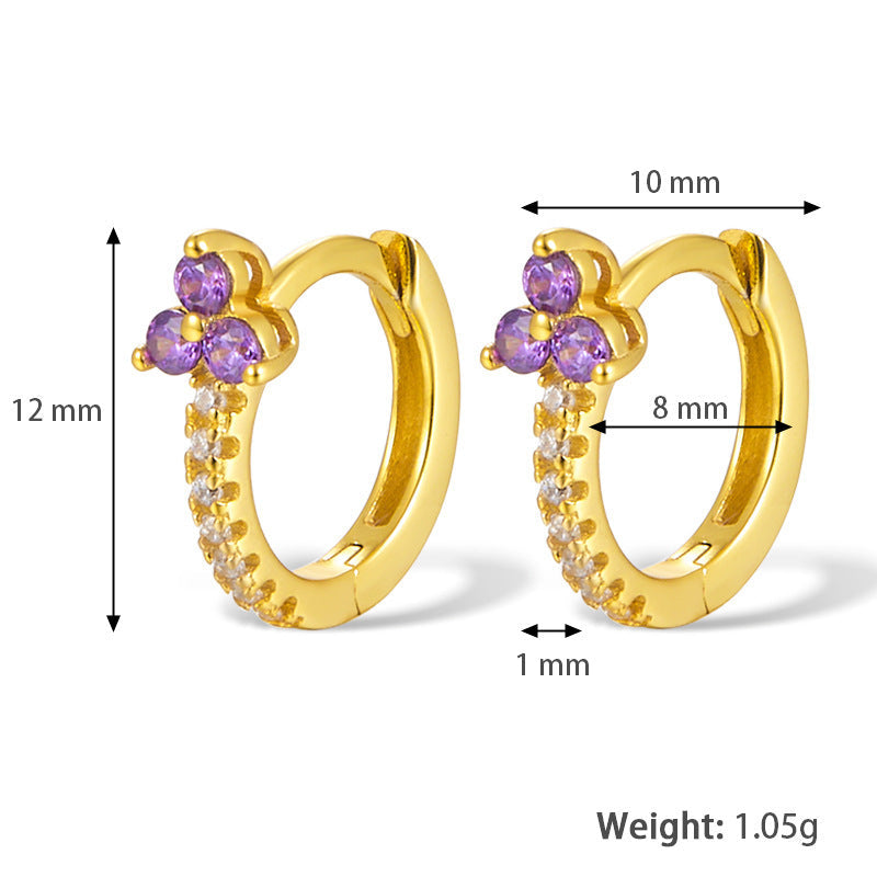 Fashion Color Zircon Earrings Design Sense