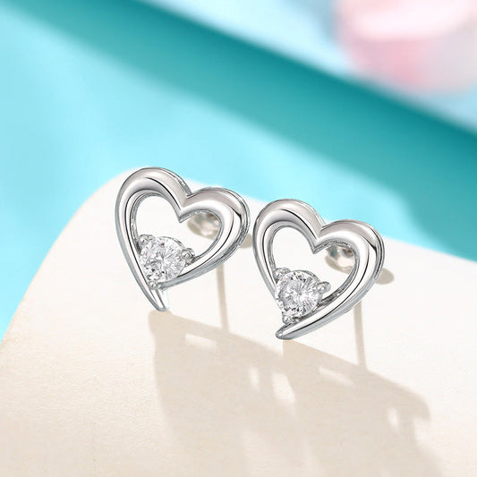 Hollow Heart Ear Studs Female Simple And Compact
