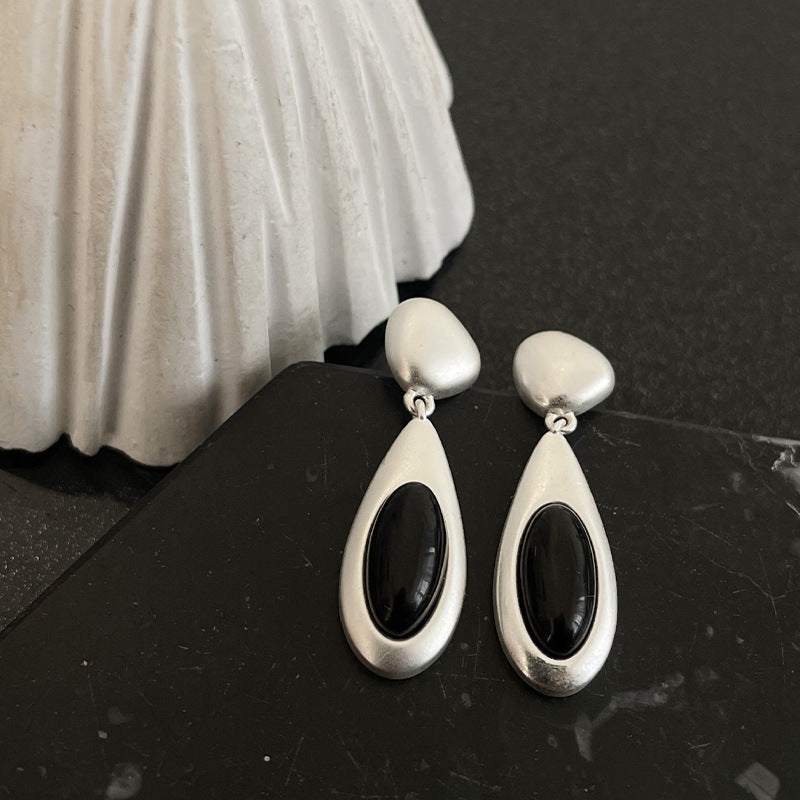 Black White Geometric Drop Earrings