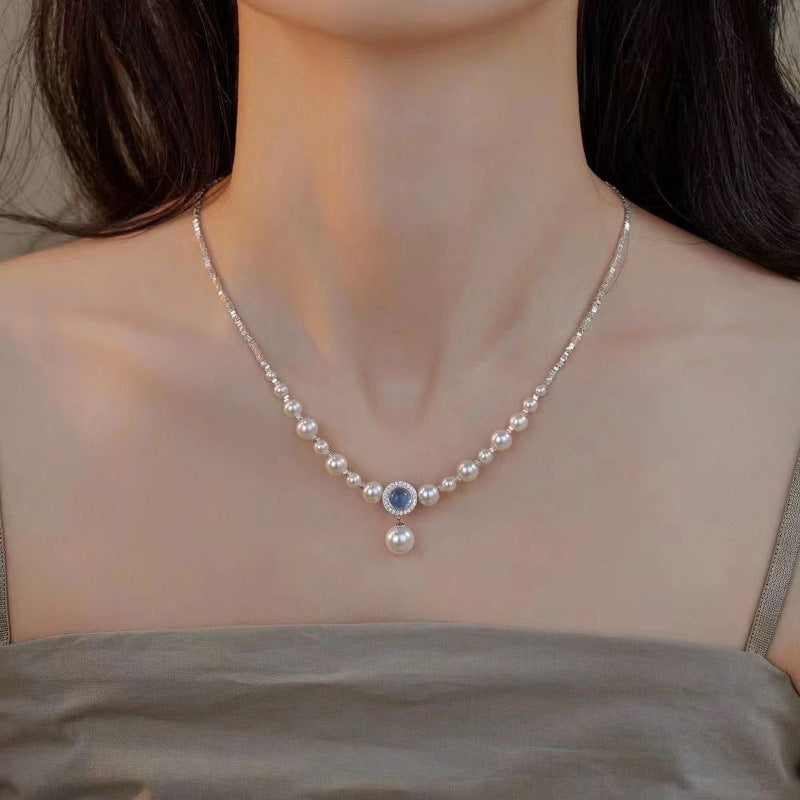 Aquamarine Pearl Necklace