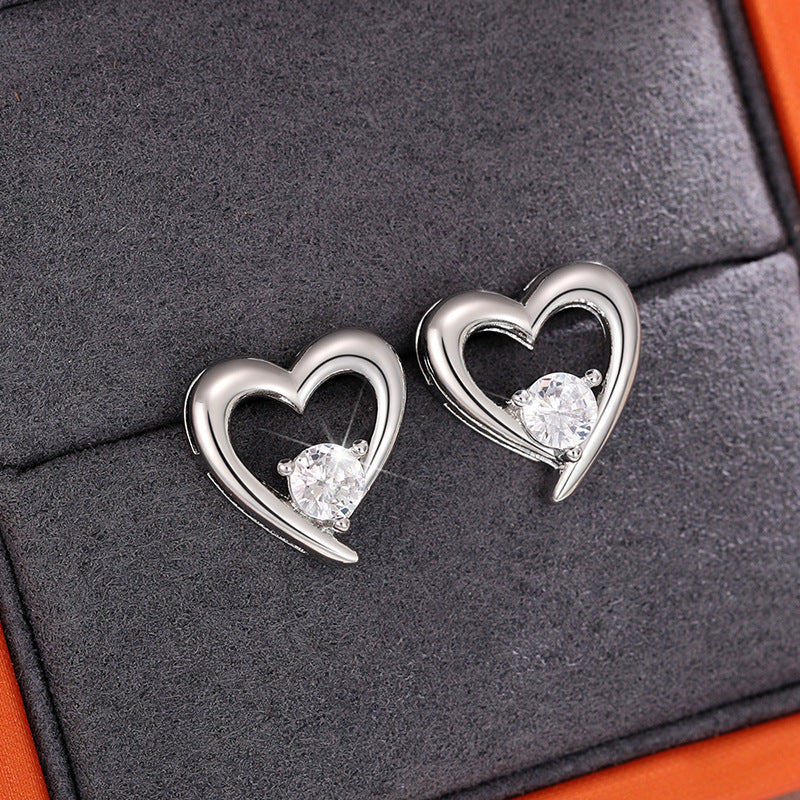 Hollow Heart Ear Studs Female Simple And Compact