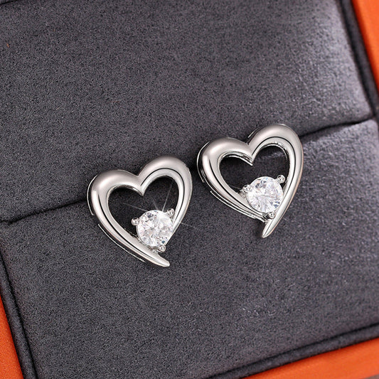 Hollow Heart Ear Studs Female Simple And Compact