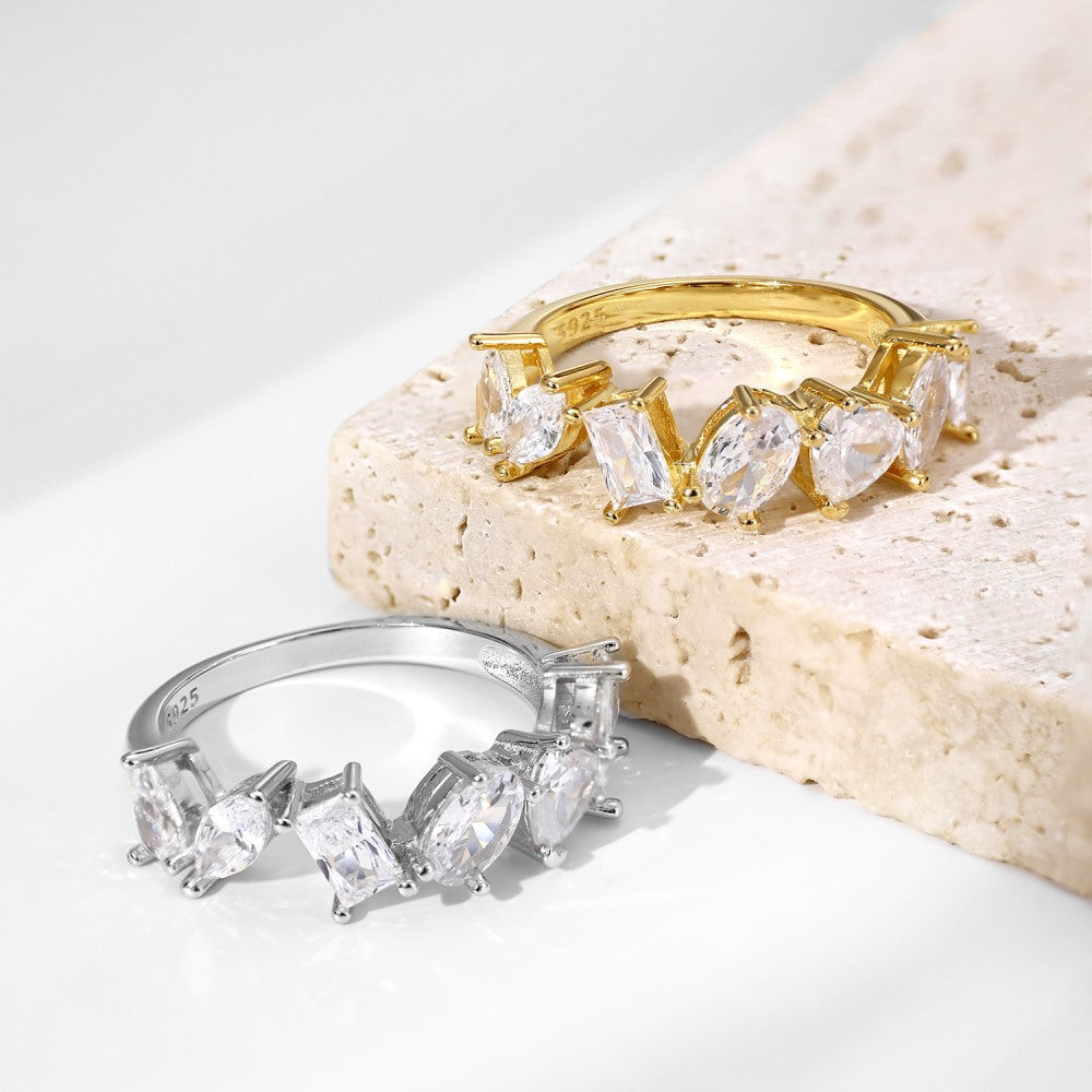 S925 Sterling Silver Geometric Zircon Ring