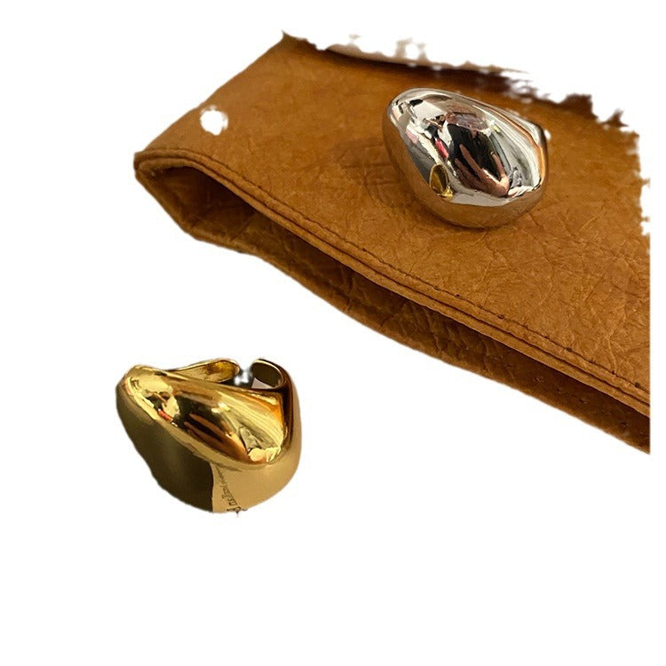 Brass Gold Plating Large Glossy Irregular Ring