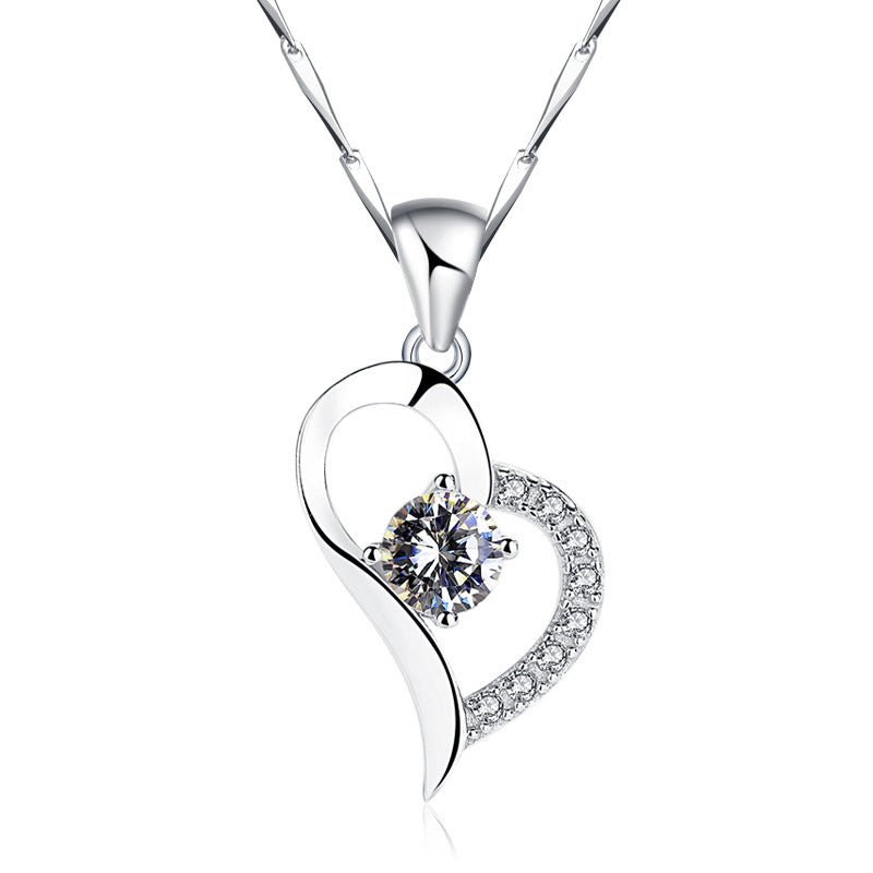 S999 Pure Silver Crystal Heart Pendant