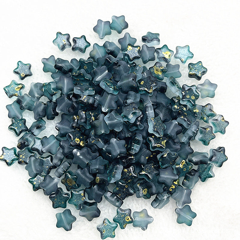 8mm Gold Pentagram Glaze Beads