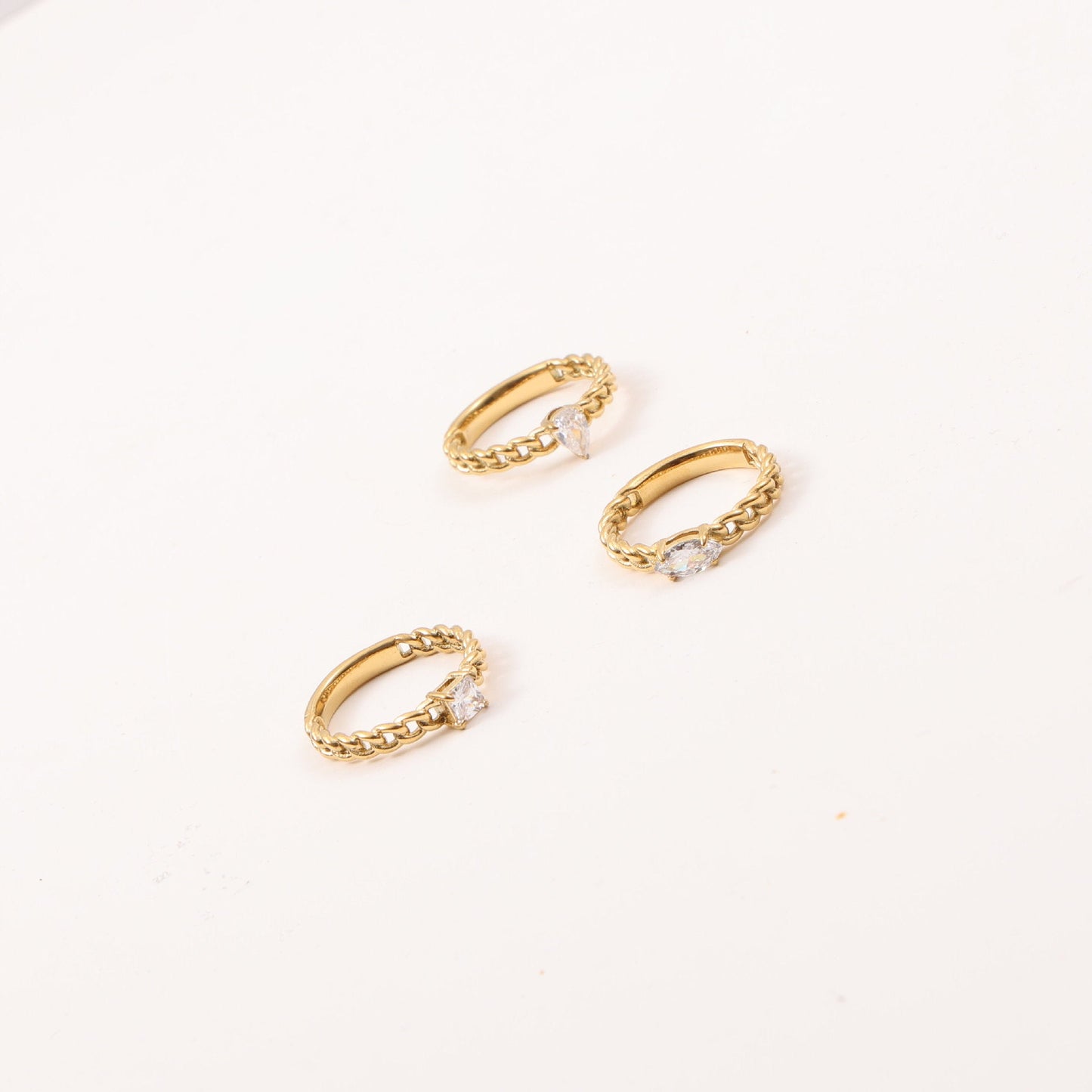 Gold Plated Titanium Steel Zircon Chain Ring