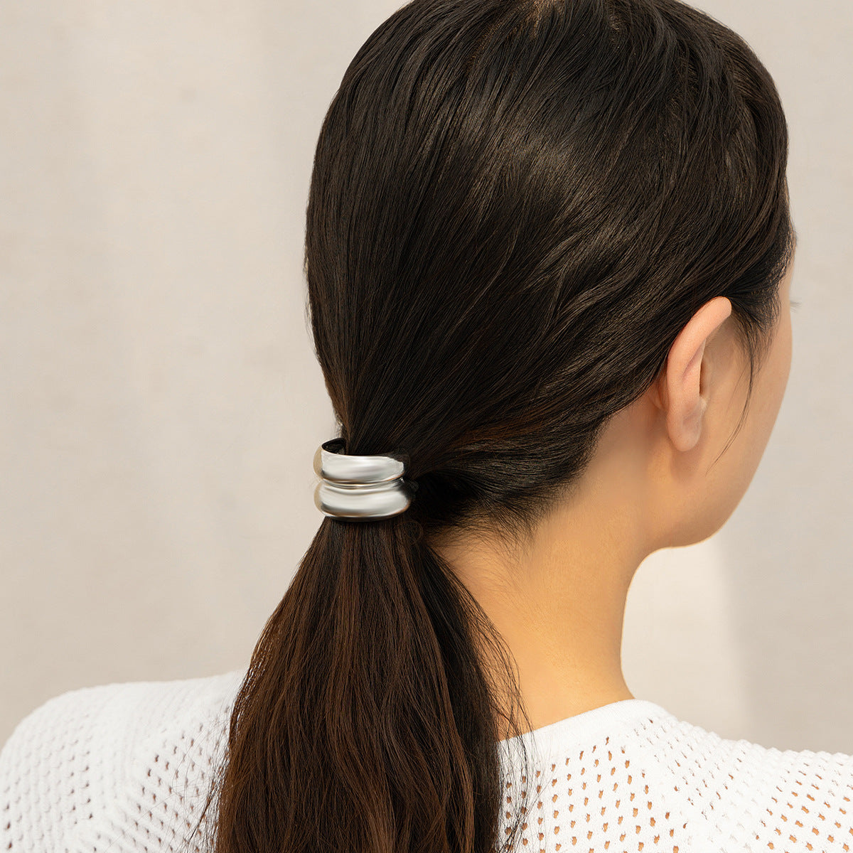 Personalized Glossy Elastic Hair Ring Female Geometry