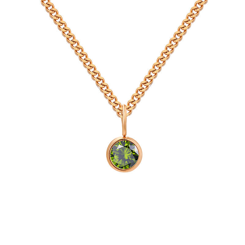Stainless Steel Necklace With Diamond Birthstone Pendant