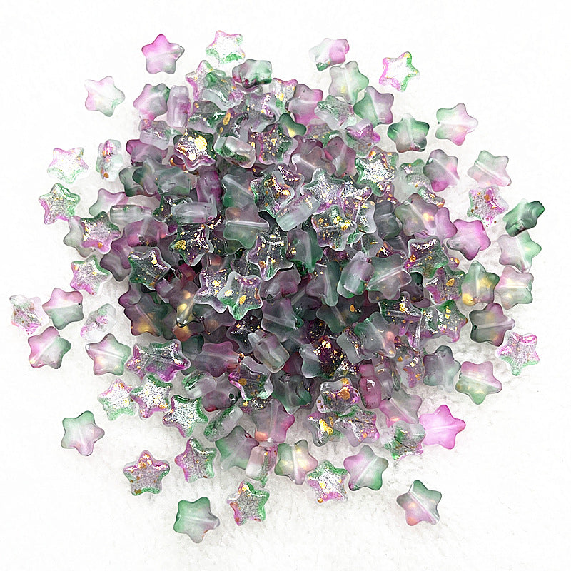 8mm Gold Pentagram Glaze Beads