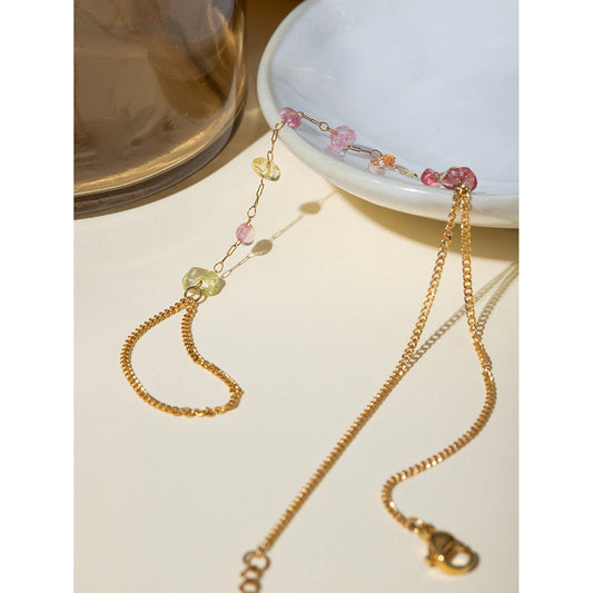 Gold Stainless Steel Broken Stone Chain Ring