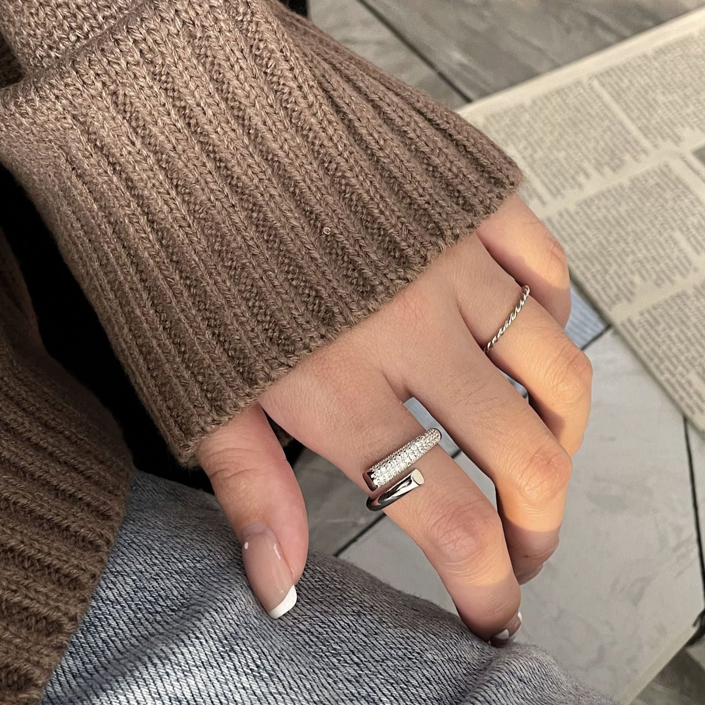 Sterling Silver Zircon Index Finger Ring