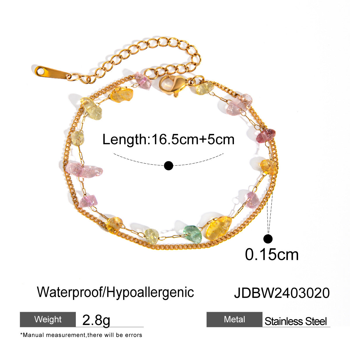 Gold Stainless Steel Broken Stone Chain Ring