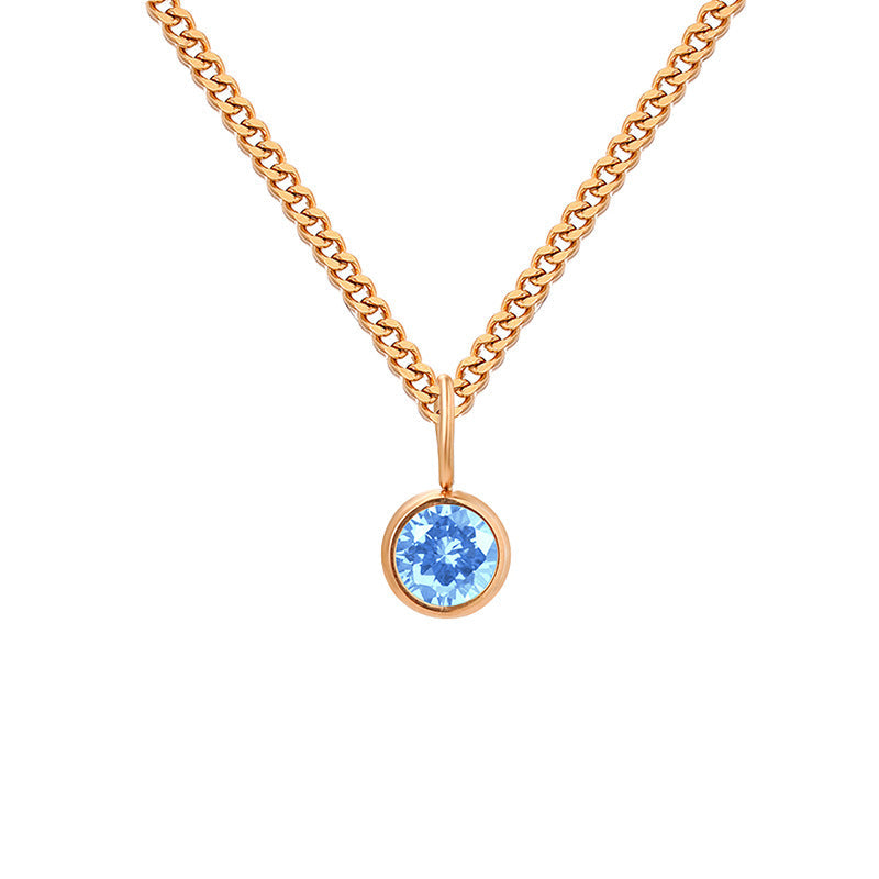 Stainless Steel Necklace With Diamond Birthstone Pendant