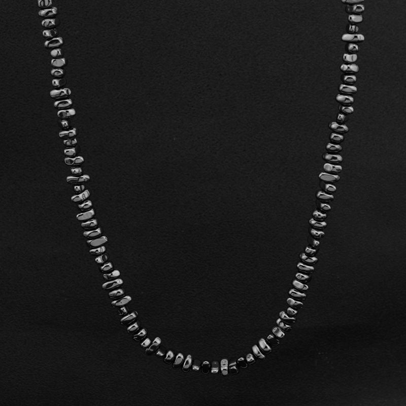 Necklace Titanium Steel Twin Broken Silver Haematite