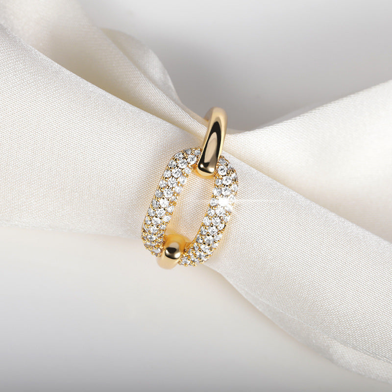 Gold And Silver Arc Female Ring Geometric Bending