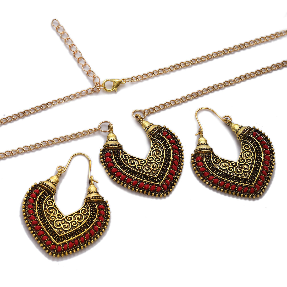 Colored Rope Earrings Necklace Set