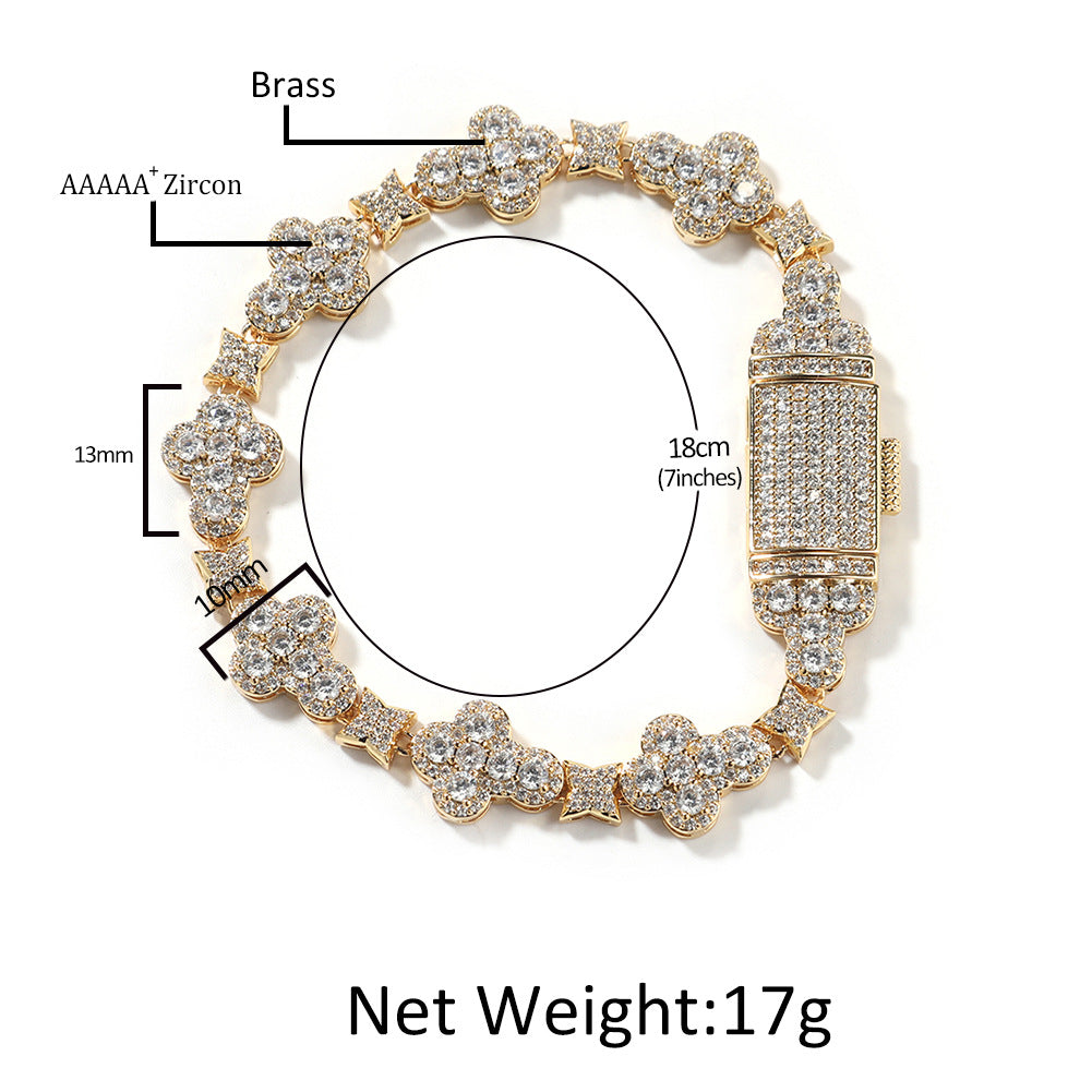 10mm Micro-inlaid Cruciate Flower Bracelet