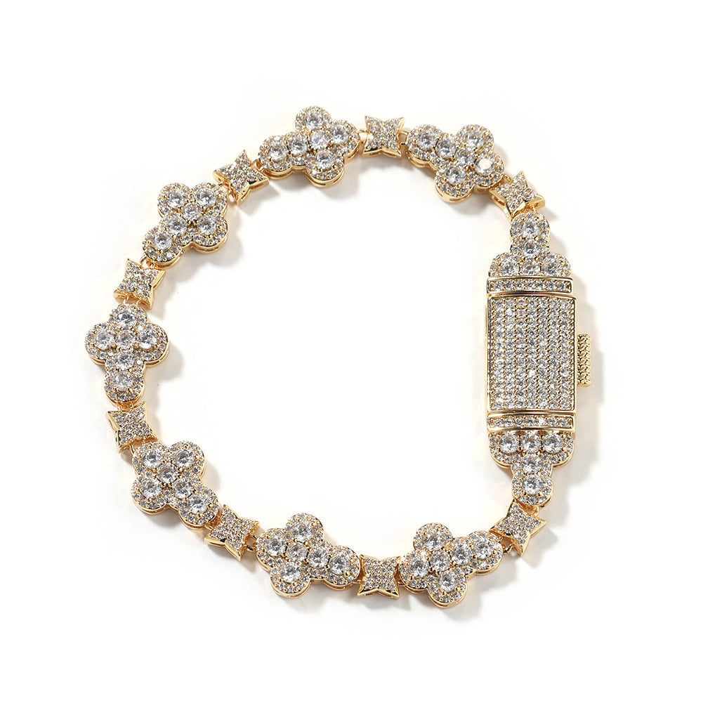 10mm Micro-inlaid Cruciate Flower Bracelet