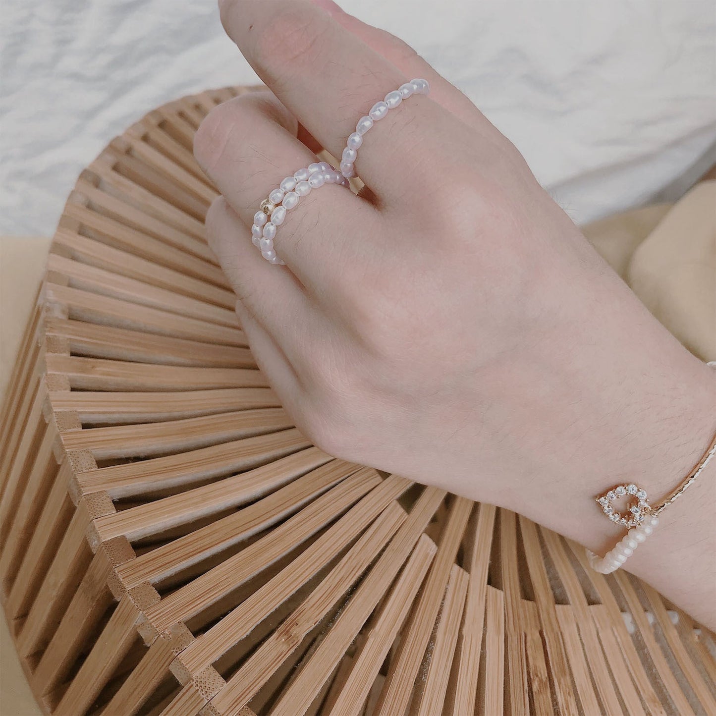 Freshwater Pearl Elastic String Ring
