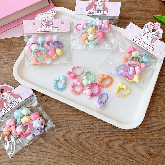 8 Bags Candy Color Children's Ruffles Hair Rope