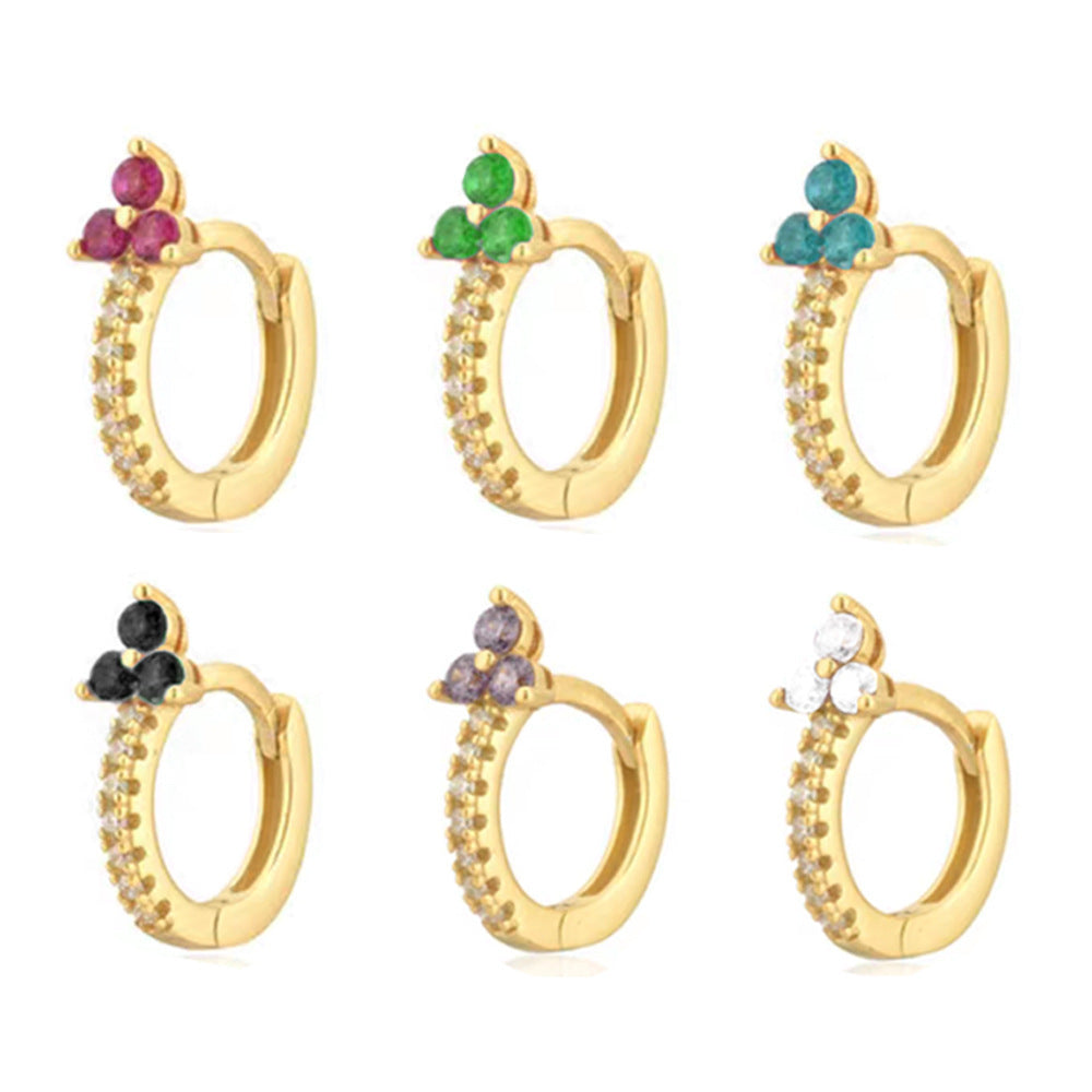 Fashion Color Zircon Earrings Design Sense