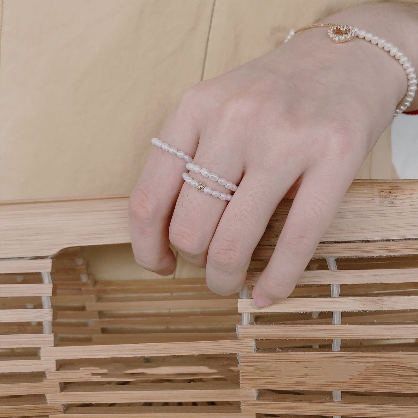 Freshwater Pearl Elastic String Ring