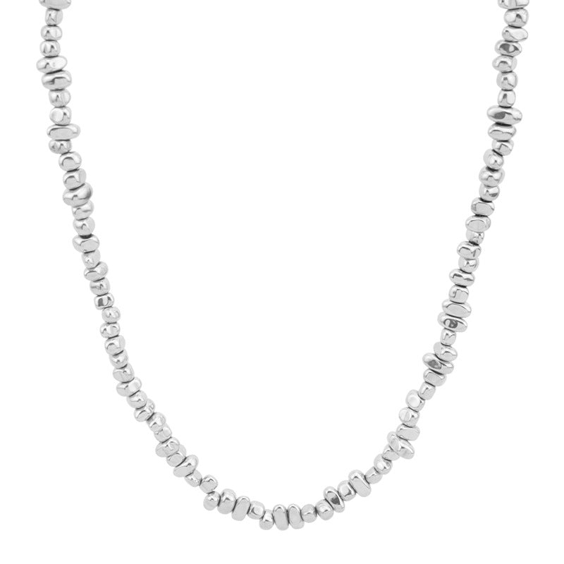 Necklace Titanium Steel Twin Broken Silver Haematite