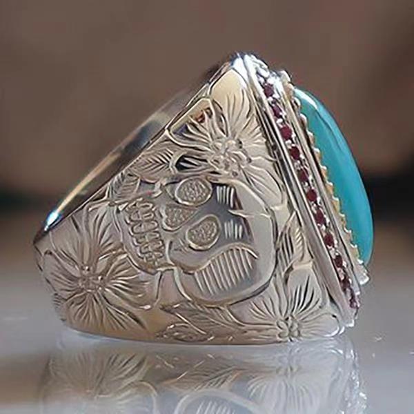 Retro Style Vintage Gray Jade Men's Ring