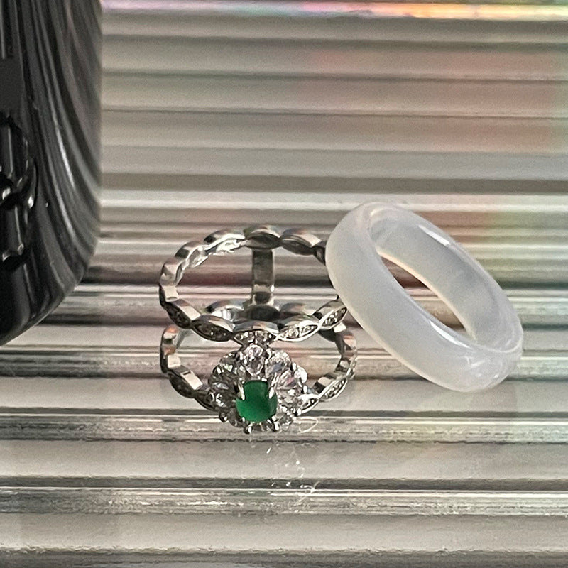 High-grade Green Cat's Eye Zircon Ring