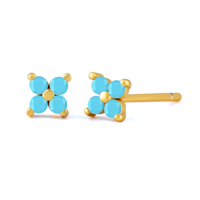 Micro-inlaid Colorful Zircon Earrings Simple