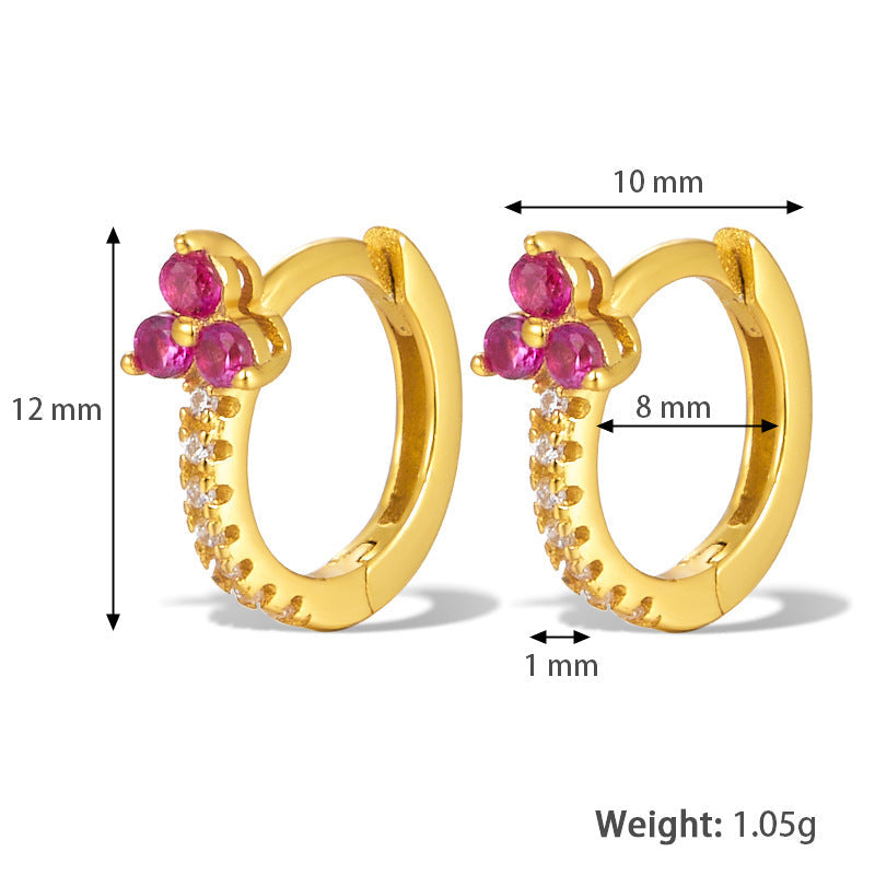 Fashion Color Zircon Earrings Design Sense