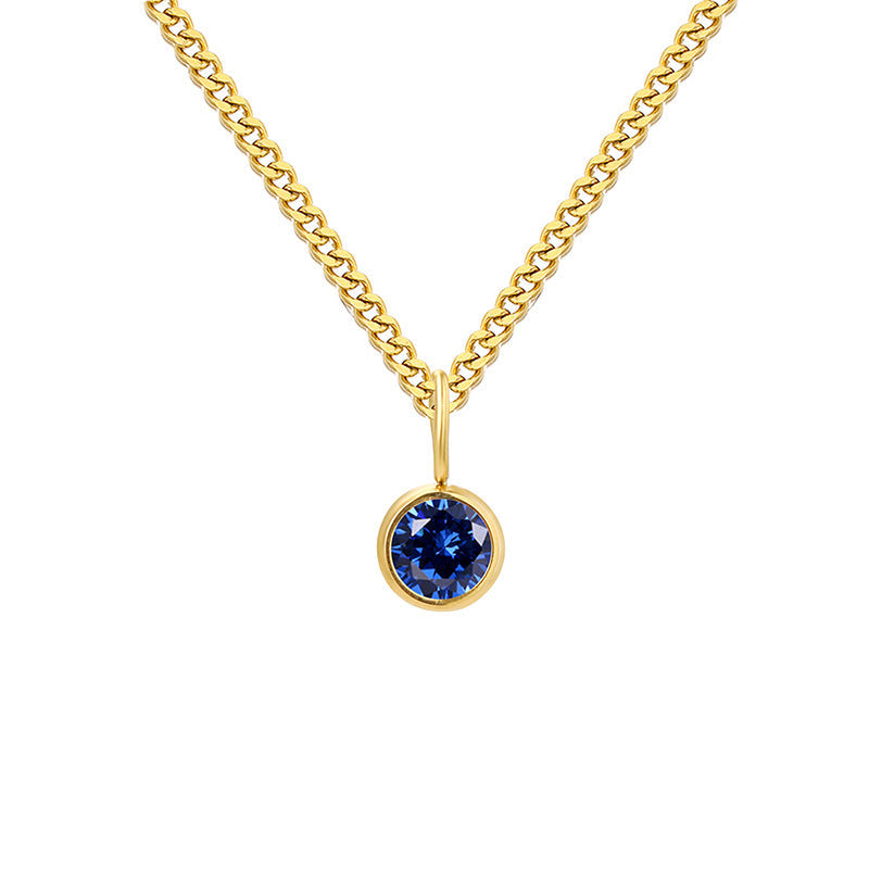 Stainless Steel Necklace With Diamond Birthstone Pendant