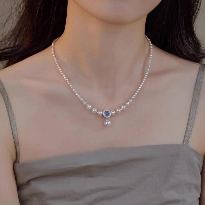 Aquamarine Pearl Necklace