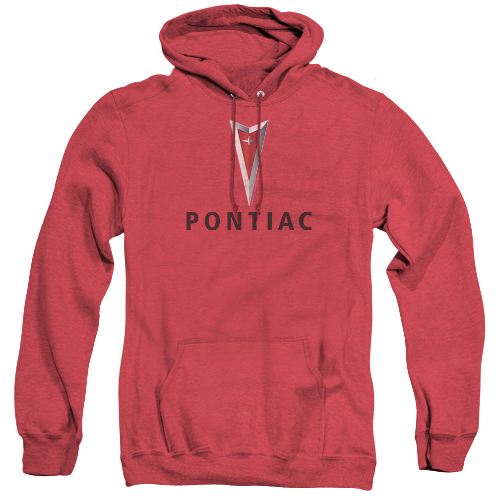 Pontiac Centered Arrowhead Mens Heather Hoodie Red Officially Licensed
