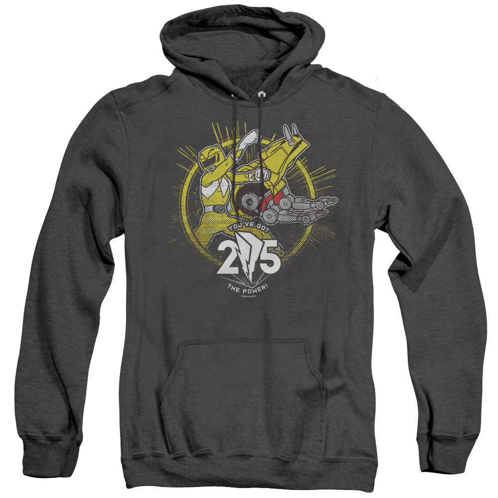 Power Rangers Yellow 25 Heather Mens Hoodie Black Officially Licensed