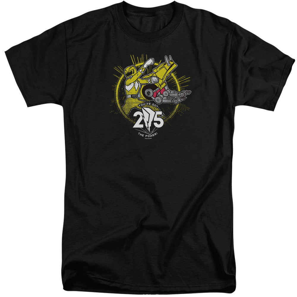 Power Rangers Yellow 25 Mens Tall T Shirt Black Officially Licensed