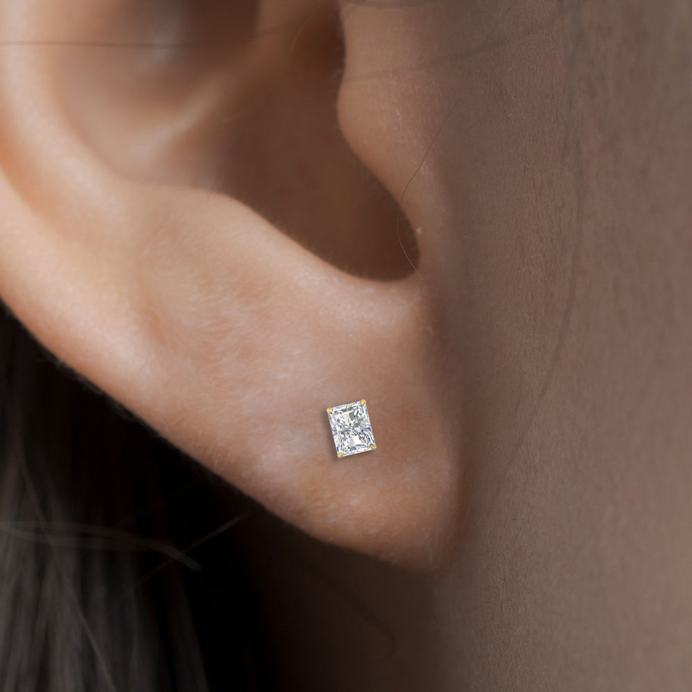 Radiant Diamond Basket Stud Earring