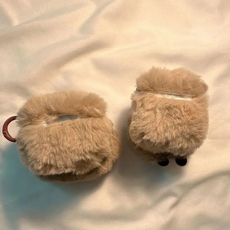 Capybara Three Dimensional Plush Earphone Case For Airpods 4 1 2 3 Pro 2 Cover Wireless Bluetooth Headset Charging Box Soft Case