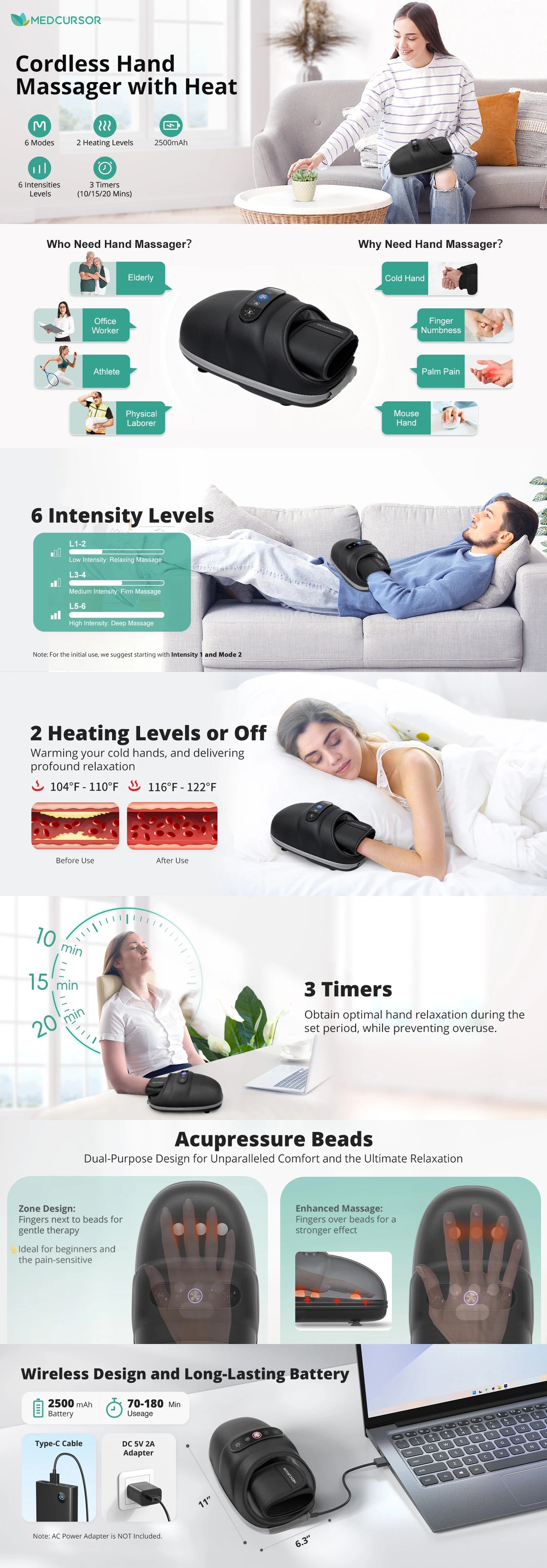 Medcursor CloudTouch Wireless Hand Massager — Melt Stress, Warm the Soul, Repeat.